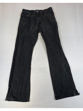 Levis Mens 30x32 Black 517 Boot Cut Denim Jeans Distressed Hem Trousers